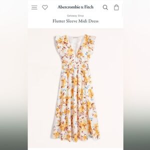 NWT Abercrombie Orange Flutter Sleeve Midi Dress Size M